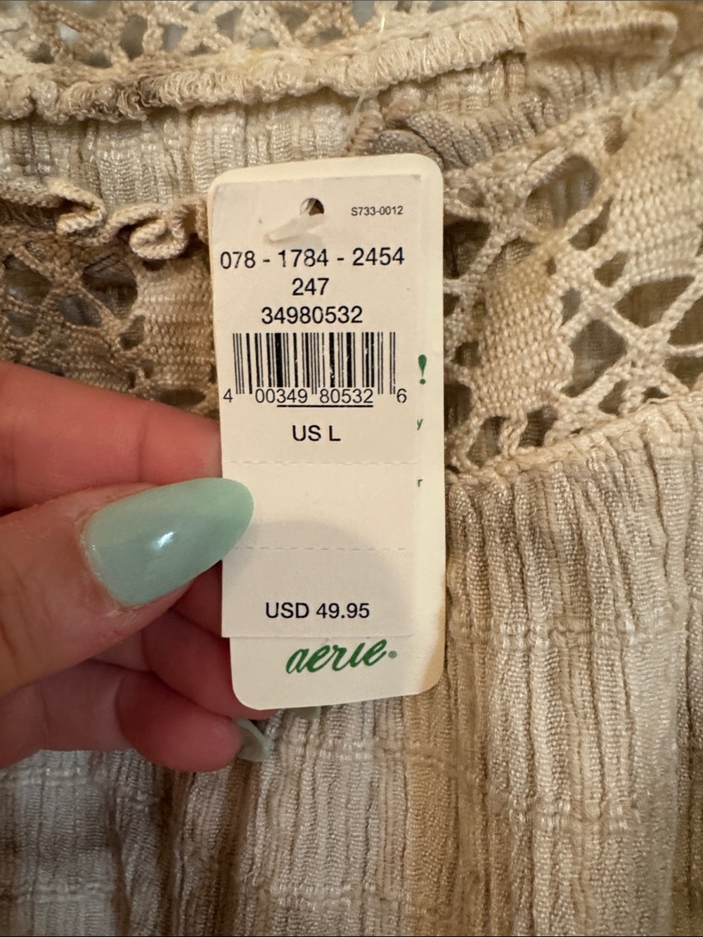 aerie Cream and Brown Tie-Dye Crochet-Trim Tank - Picture 7 of 12